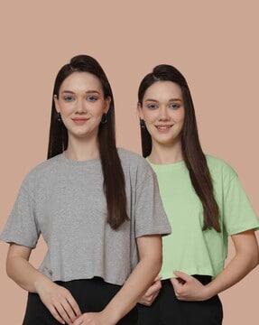 pack of 2 women oversized round-neck t-shirts