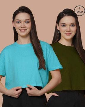 pack of 2 women oversized round-neck t-shirts