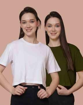 pack of 2 women oversized round-neck t-shirts