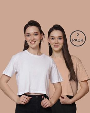 pack of 2 women oversized round-neck t-shirts