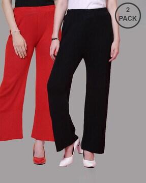 pack of 2 women palazzos with elasticated waist