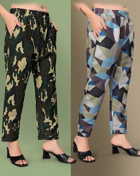 pack of 2 women printed relaxed fit palazzos