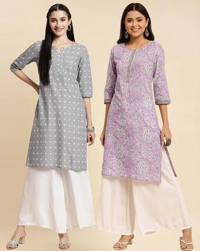 pack of 2 women printed straight kurtas