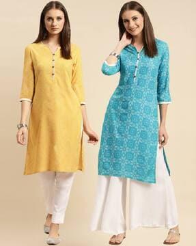 pack of 2 women printed straight kurtas