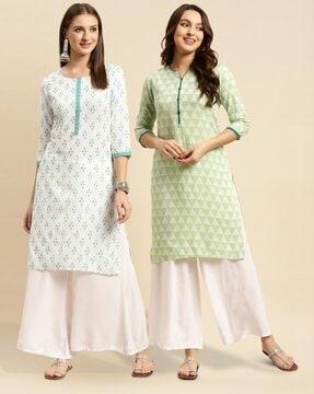 pack of 2 women printed straight kurtas