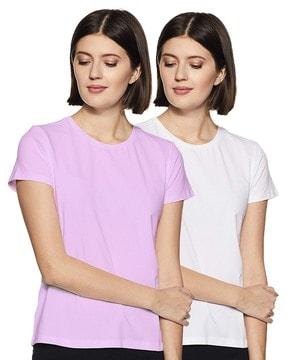 pack of 2 women regular fit round-neck t-shirts