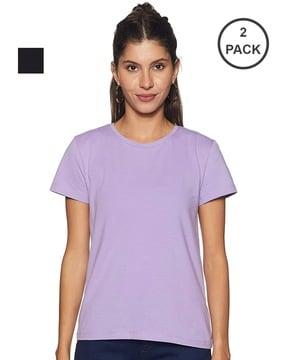 pack of 2 women regular fit round-neck t-shirts