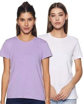 pack of 2 women regular fit round-neck t-shirts