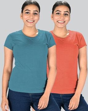 pack of 2 women regular fit round-neck t-shirts