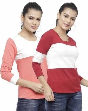 pack of 2 women regular fit round-neck t-shirts