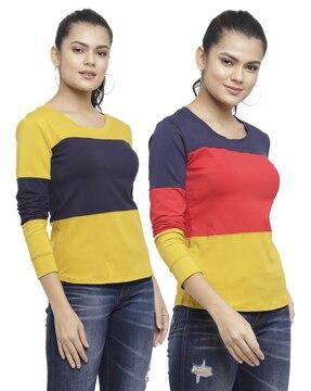 pack of 2 women regular fit round-neck t-shirts