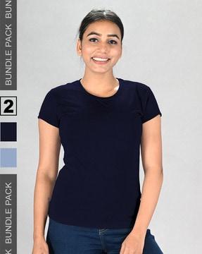 pack of 2 women regular fit round-neck t-shirts