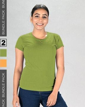 pack of 2 women regular fit round-neck t-shirts