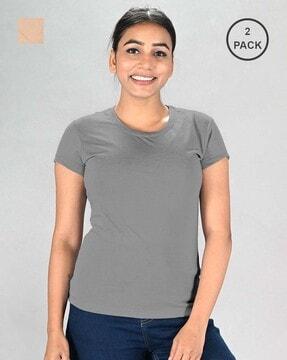 pack of 2 women regular fit round-neck t-shirts