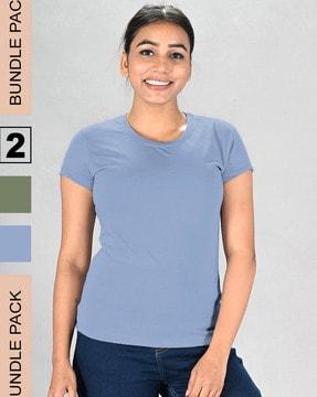 pack of 2 women regular fit round-neck t-shirts