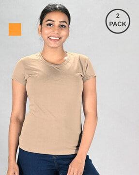 pack of 2 women regular fit round-neck t-shirts