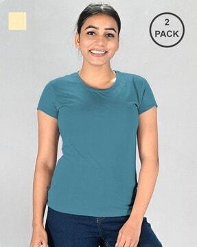 pack of 2 women regular fit round-neck t-shirts