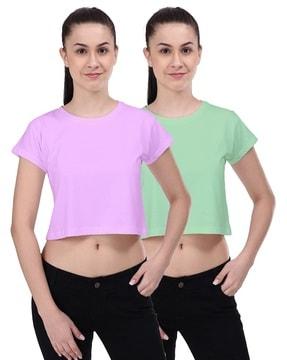 pack of 2 women round-neck crop top