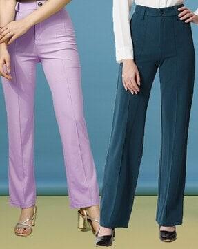 pack of 2 women single-pleat straight fit trousers