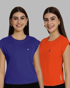 pack of 2 women slim fit crew-neck t-shirts