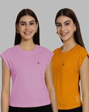 pack of 2 women slim fit crew-neck t-shirts