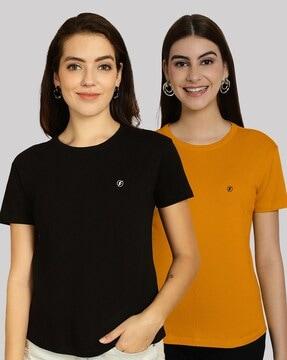 pack of 2 women slim fit round-neck t-shirts