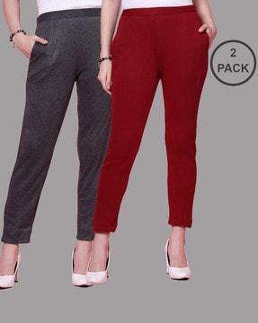 pack of 2 women straight fit flat-front trousers