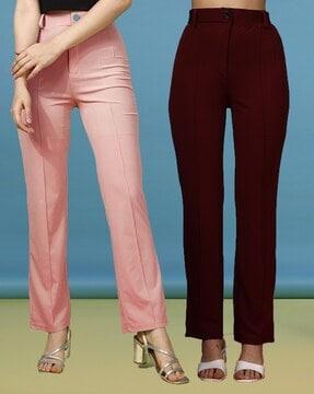 pack of 2 women straight fit single-pleat pants
