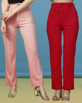 pack of 2 women straight fit single-pleat trousers