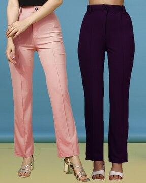 pack of 2 women straight fit single-pleat trousers