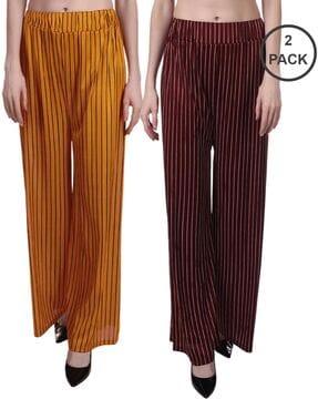 pack of 2 women striped relaxed fit palazzos