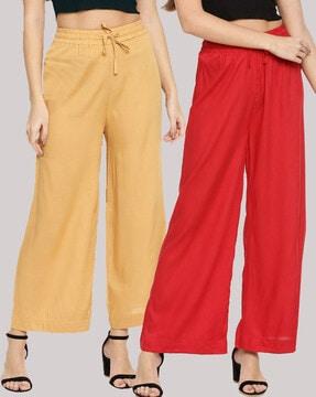 pack of 2 women wide leg palazzos with drawstring