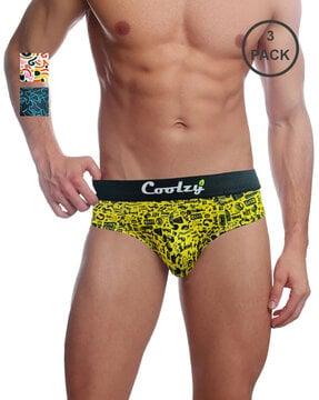 pack of 3 abstract print briefs with elasticated waist band