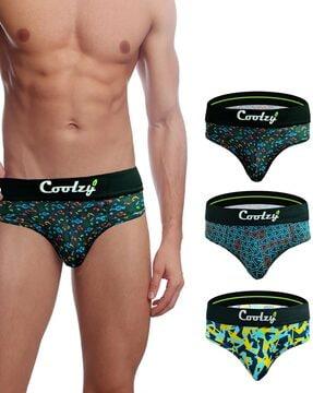pack of 3 abstract print briefs with elasticated waist band