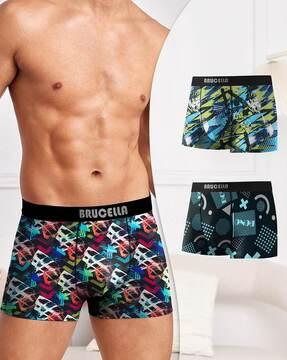 pack of 3 abstract print trunks with elasticated waist