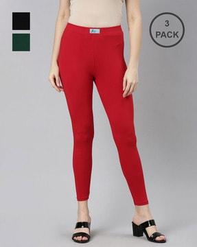 pack of 3 ankle-length leggings with elasticated waist