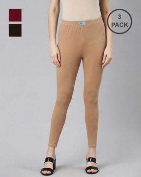 pack of 3 ankle-length leggings with elasticated waist