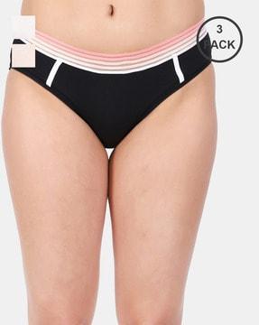 pack of 3 bikini briefs with elasticated waist