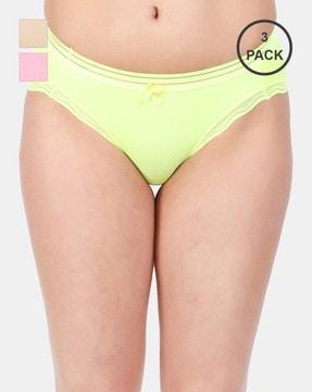 pack of 3 bikini panties with bow accent