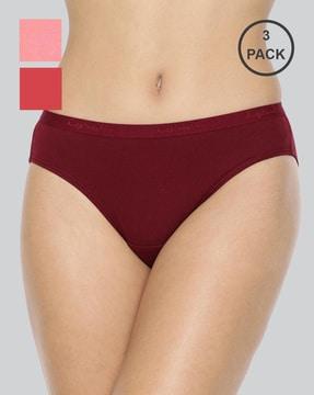 pack of 3 bikinis with elasticated waist - assorted