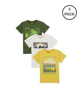 pack of 3 boys printed regular fit t-shirt with short sleeves
