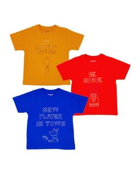 pack of 3 boys typographic print crew-neck t-shirt