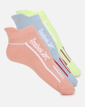 pack of 3 brand print ankle-length socks