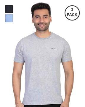 pack of 3 brand print crew-neck t-shirts