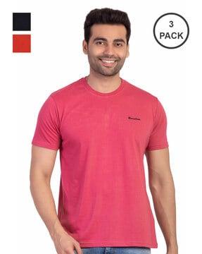 pack of 3 brand print crew-neck t-shirts