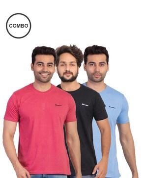 pack of 3 brand print crew-neck t-shirts