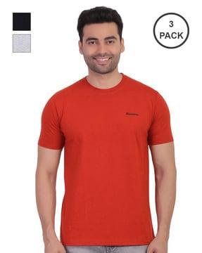 pack of 3 brand print crew-neck t-shirts