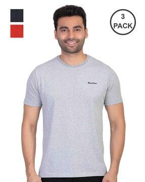 pack of 3 brand print crew-neck t-shirts