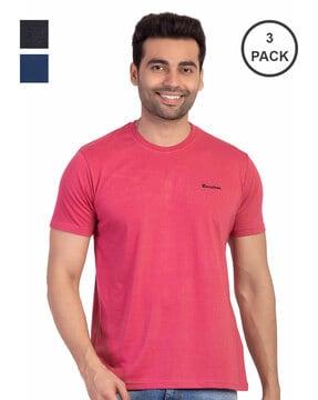 pack of 3 brand print crew-neck t-shirts