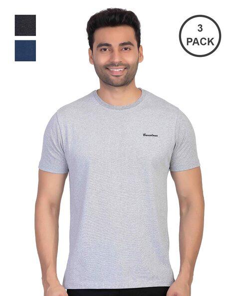 pack of 3 brand print crew-neck t-shirts